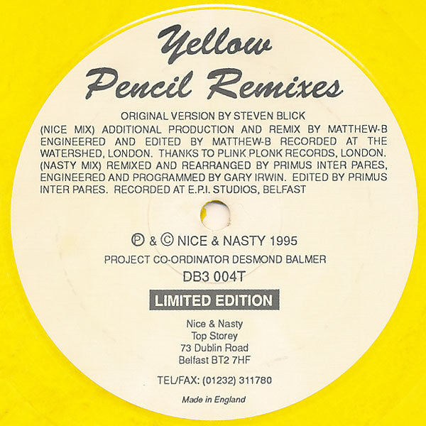 Yellow Pencil Remixes Discogs cover art